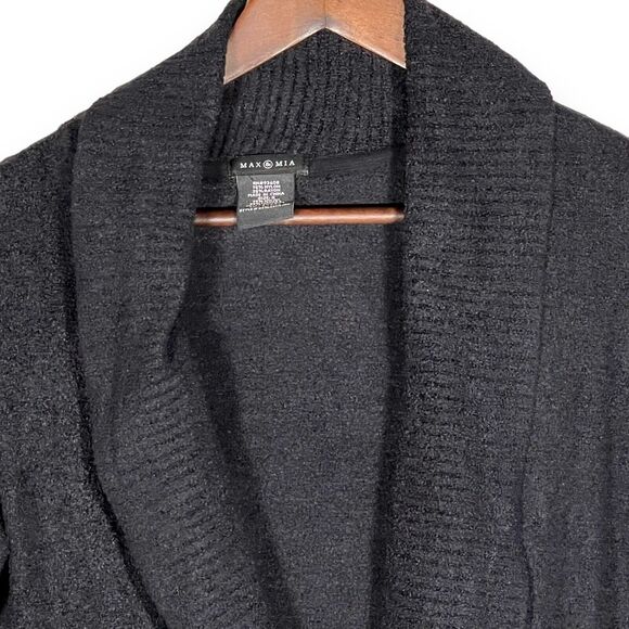 Max & Mia Open Cardigan Women Size S Black Pockets Stretch Long Sleeve Knit - Picture 2 of 12